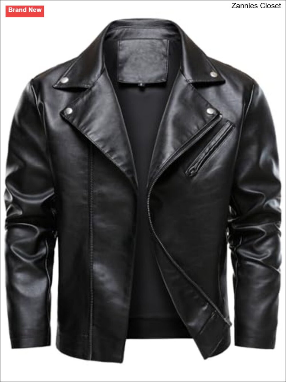 Men's Faux Leather Biker Moto Jacket Lapel Zipper Motorcycle Coat